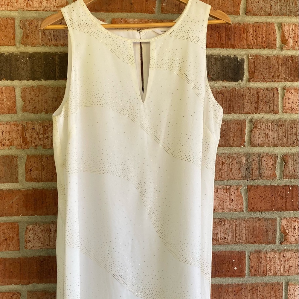 BCBG dress white with gold trim. Size L